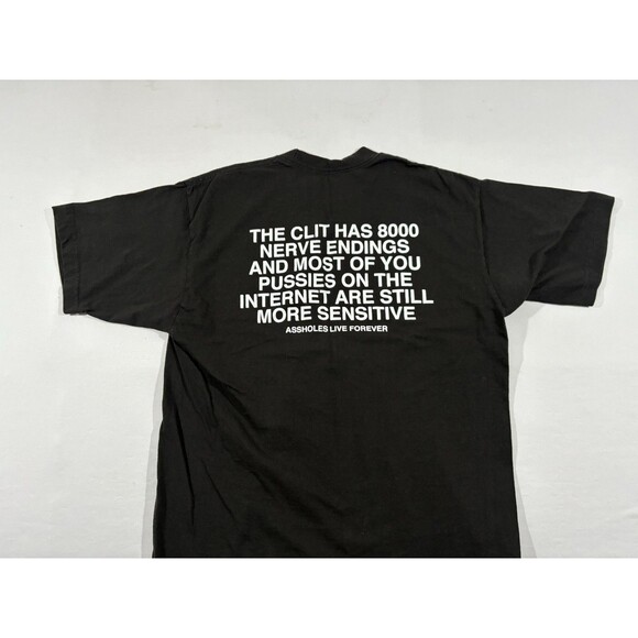 Asshol**s Live Forever Cl*t Funny Black Crew Short Sleeve Cotton Tee T-shirt L - Picture 8 of 9
